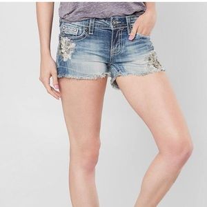 Miss Me signature stretch denim shorts